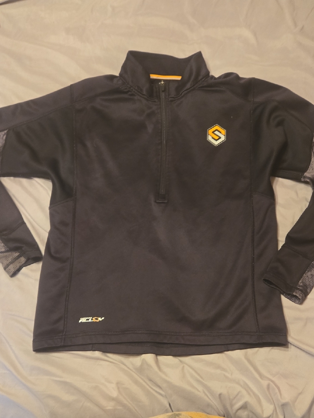 Men's Black Quarter-Zip Pullover with Yellow Accent Logo
